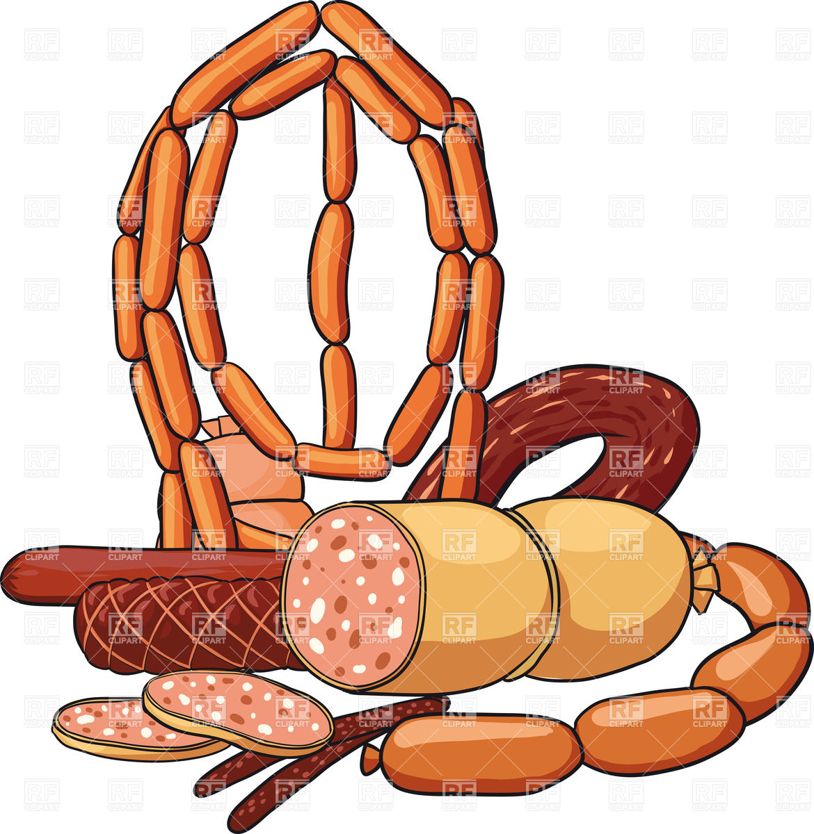 Cartoon Sausage Products Download Royalty Free Vector Clipart  Eps