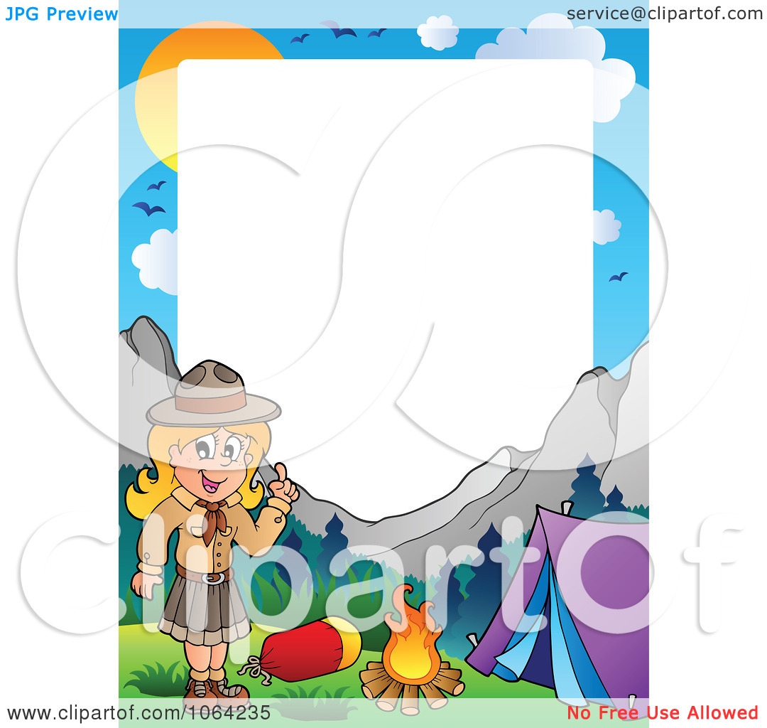 Clipart Camping Scout Girl Frame   Royalty Free Vector Illustration By