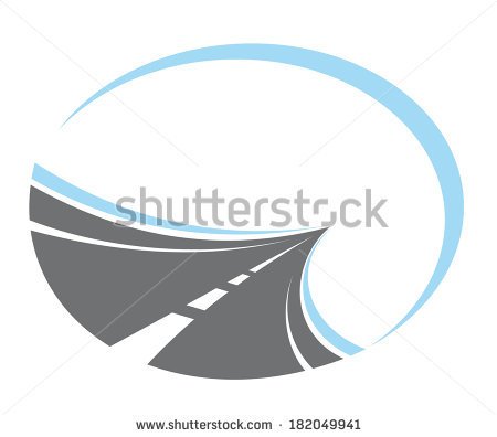 Tarred Road Logo With Center Lines Disappearing To Infinity In A