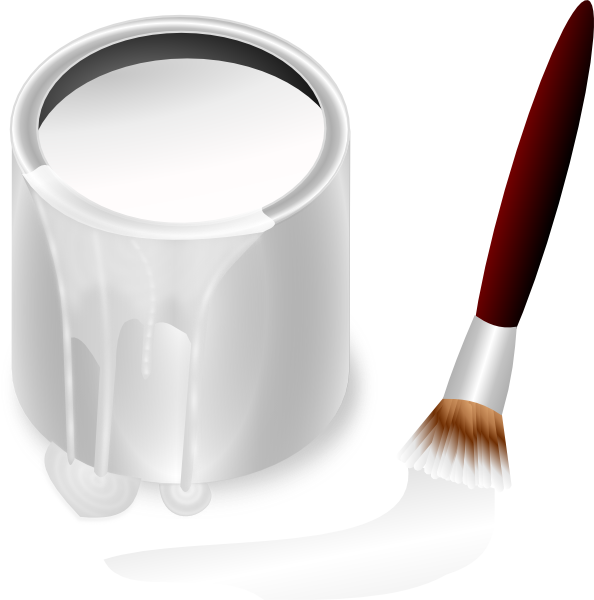 White Paint Bucket And Paint Brush Clip Art At Clker Com   Vector Clip