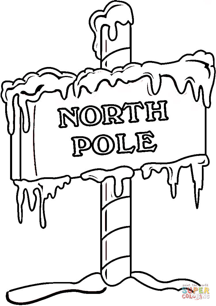 North Pole Sign Coloring Page   Supercoloring Com