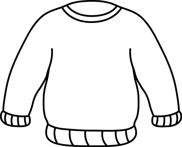 Sweater Clip Art   Black And White Outline Of A Warm Winter Sweater