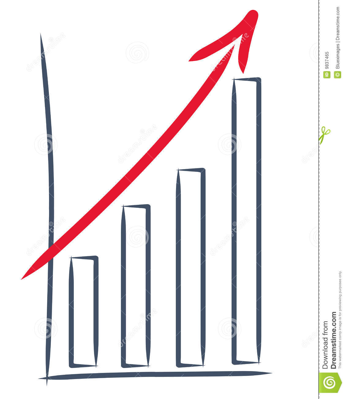 Drawing Of A Sales Increase And Upward Trend