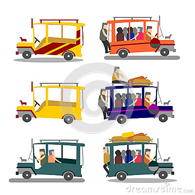 Illustration Of Philippine Jeepney  Philippine Jeep Loaded With People