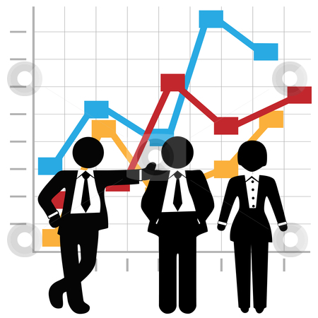 People Sales Team And Profit Growth Graph Chart Stock Vector Clipart