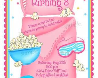Slumber Party Personalized Invitations Pajama Party Birthday Party