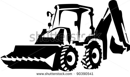 Backhoe Clipart Black And White Excavator   Stock Vector