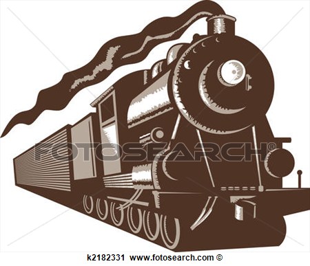 Illustration Of A Euro Brown Steam Train Front View Isolated On White