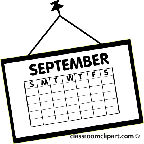 Calendar   Calendar September Outline 2   Classroom Clipart