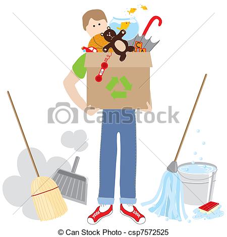 Clipart Vector Of Moving Day   Moving Out And Cleaning Up The House Or