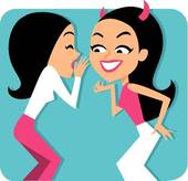 Two Girls Gossiping Illustration