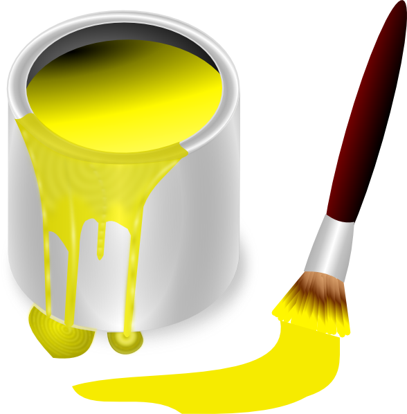Yellow Paint With Paint Brush Clip Art At Clker Com   Vector Clip Art    