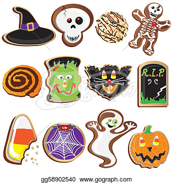 Clipart   Cute Halloween Cookies Clipart Isolated On White  Stock