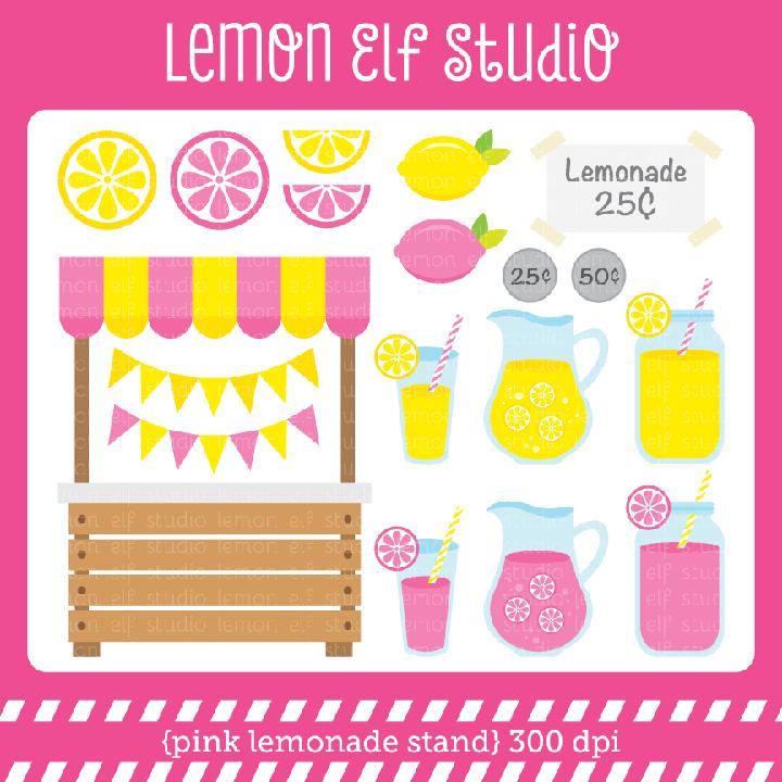 Pink Lemonade Stand Clipart Set Comes With Lemonade Stand Lemonade
