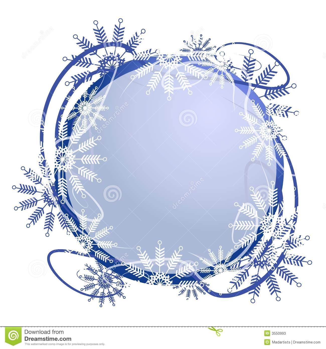 Clip Art Illustration Featuring A Unique Snowflake Border Frame