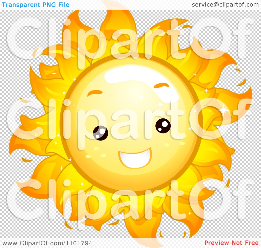 Clipart Happy Cute Summer Sun Smiling   Royalty Free Vector    