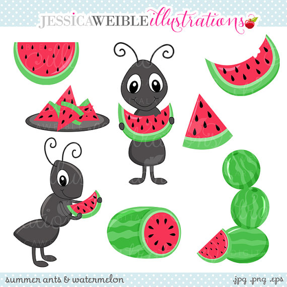 Summer Ants And Watermelon Cute Digital Clipart For Commercial Or