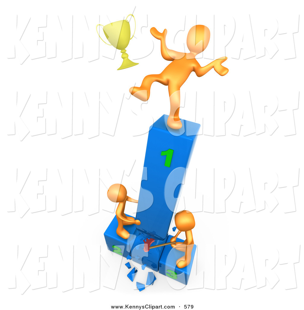 Clip Art Of A Successful Athlete Slipping And Dropping His Golden