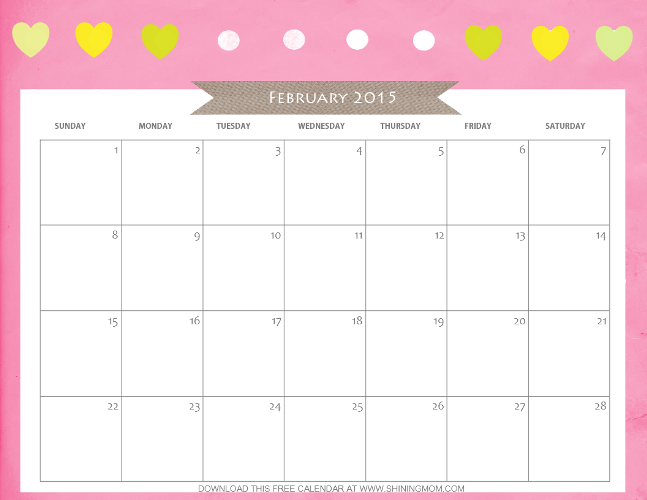 Designs You Ll Love  Free Printable February 2015 Calendar