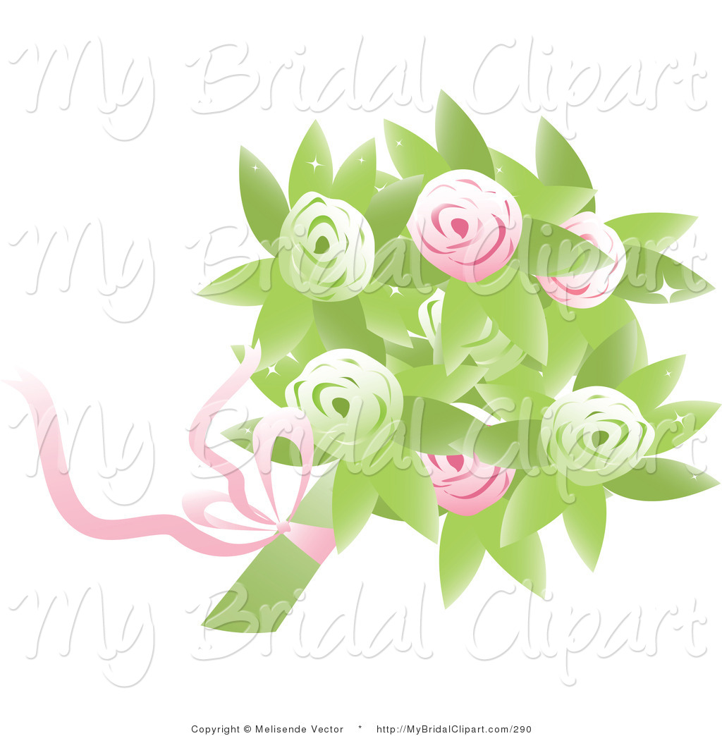 Preview  Bridal Clipart Of A Bridal Bouquet Of Pink And Green Roses