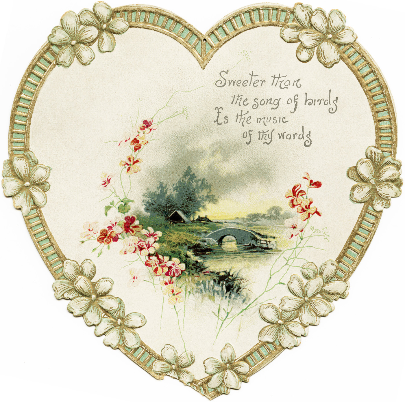 Card Heart Flowers Vintage Clipart Heart Old Fashioned Card