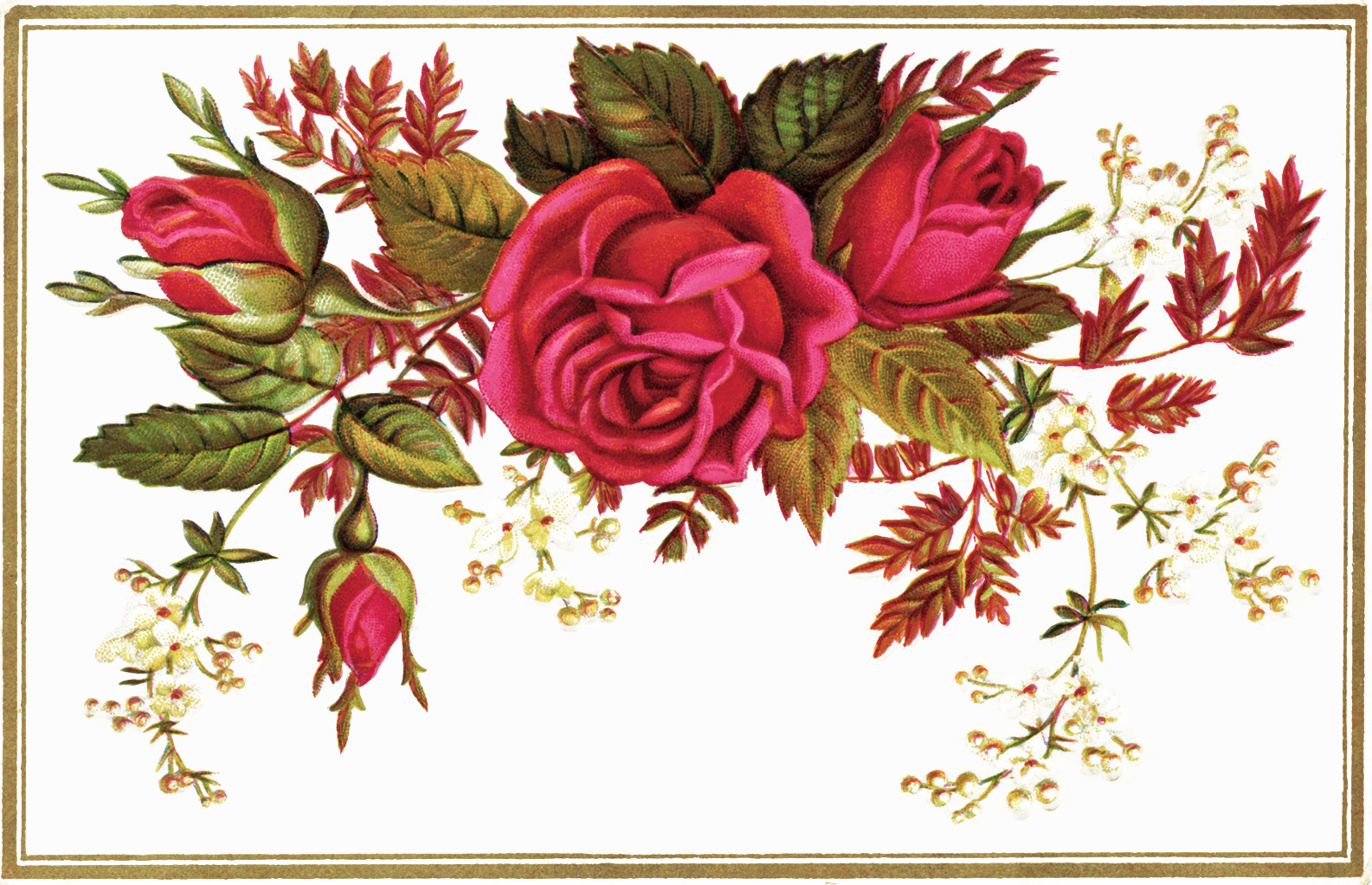 Victorian Reward Of Merit Vintage Clipart Roses Victorian Card    