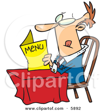 At A Table And Reading A Menu At A Restaurant Clipart Illustration Jpg