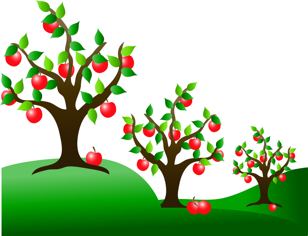 Clip Art Illustration Of Apple Trees In An Orchard   A Photo On