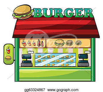 Vector Illustration   Illustration Of A Fastfood Restaurant On A White