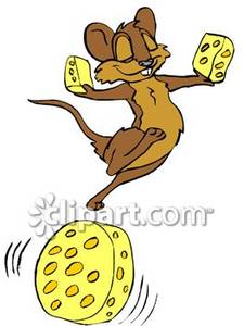 Dancing Mouse With Cheese   Royalty Free Clipart Picture