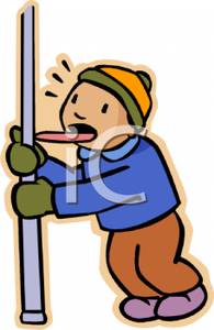 With His Tongue Frozen To A Metal Pole   Royalty Free Clipart Picture
