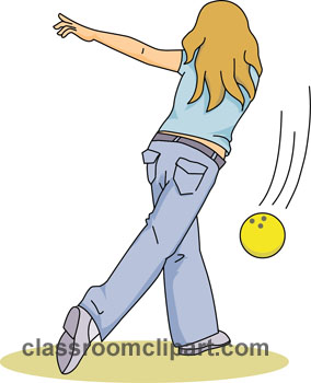 Bowling Clipart   Girl In Jeans Bowling   Classroom Clipart