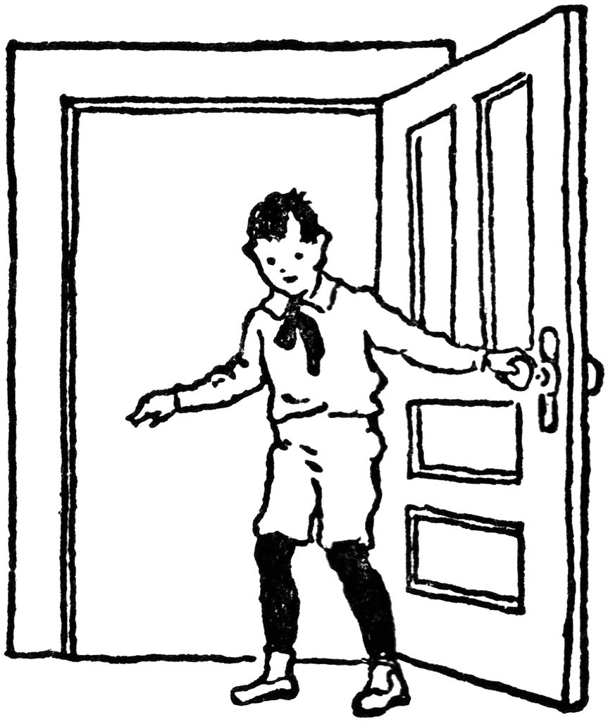Boy Closing Door   Clipart Etc