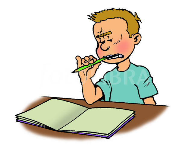 Cartoon Boy Doing Homework Illustration