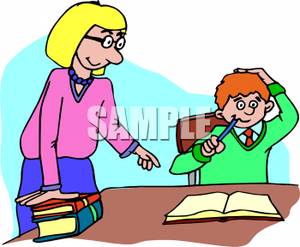 Child If They Need Help With Homework   Royalty Free Clipart Picture