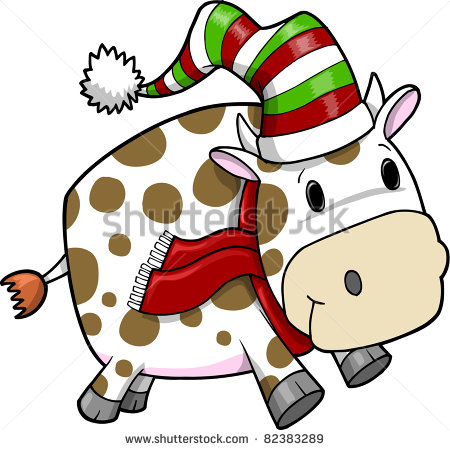 Christmas Cow Clipart Cute Holiday Christmas Cow