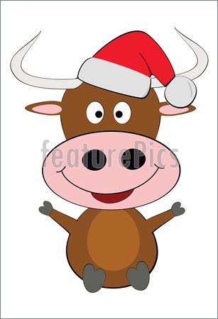 Christmas Cow Clipart Vector Happy Christmas Cow