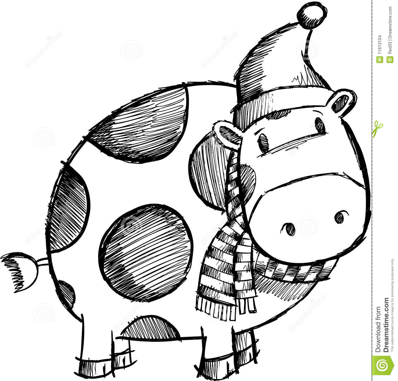 Doodle Sketchy Christmas Cow Stock Images   Image  11613104