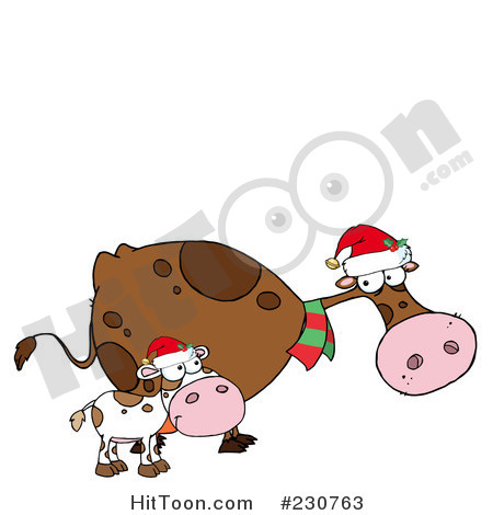 Royalty Free  Rf  Clipart Illustration Of Christmas Cows   1  230763