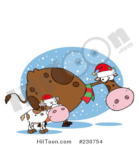 Royalty Free  Rf  Clipart Illustration Of Christmas Cows   2  230754