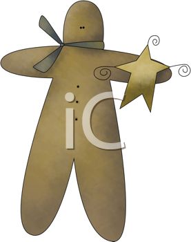 Rustic Christmas Design Of A Gingerbread Man Holding A Star   Royalty
