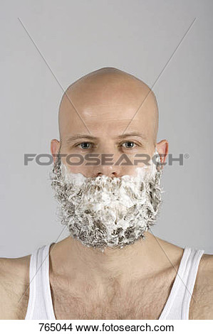 Stock Photo   A Man With Shaving Cream All Over His Beard  Fotosearch