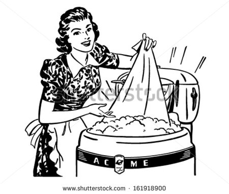 Washing Clothes Clipart Lady Doing Laundry   Retro