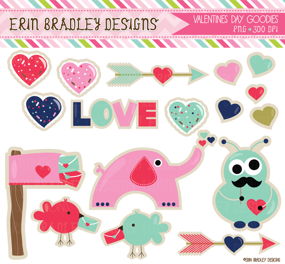 Erin Bradley Designs  Valentines Day Clipart   Digital Papers