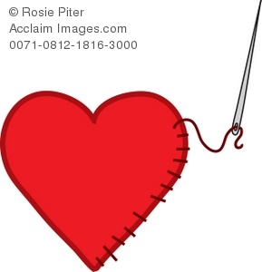 Royalty Free Clipart Illustration Of A Needle Sewing A Heart