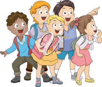 Clipart Illustration Of Children Standing Together And Smiling While