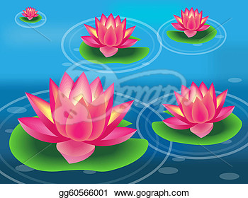 Illustration Of Water Flower And Lily Pad  Eps Clipart Gg60566001