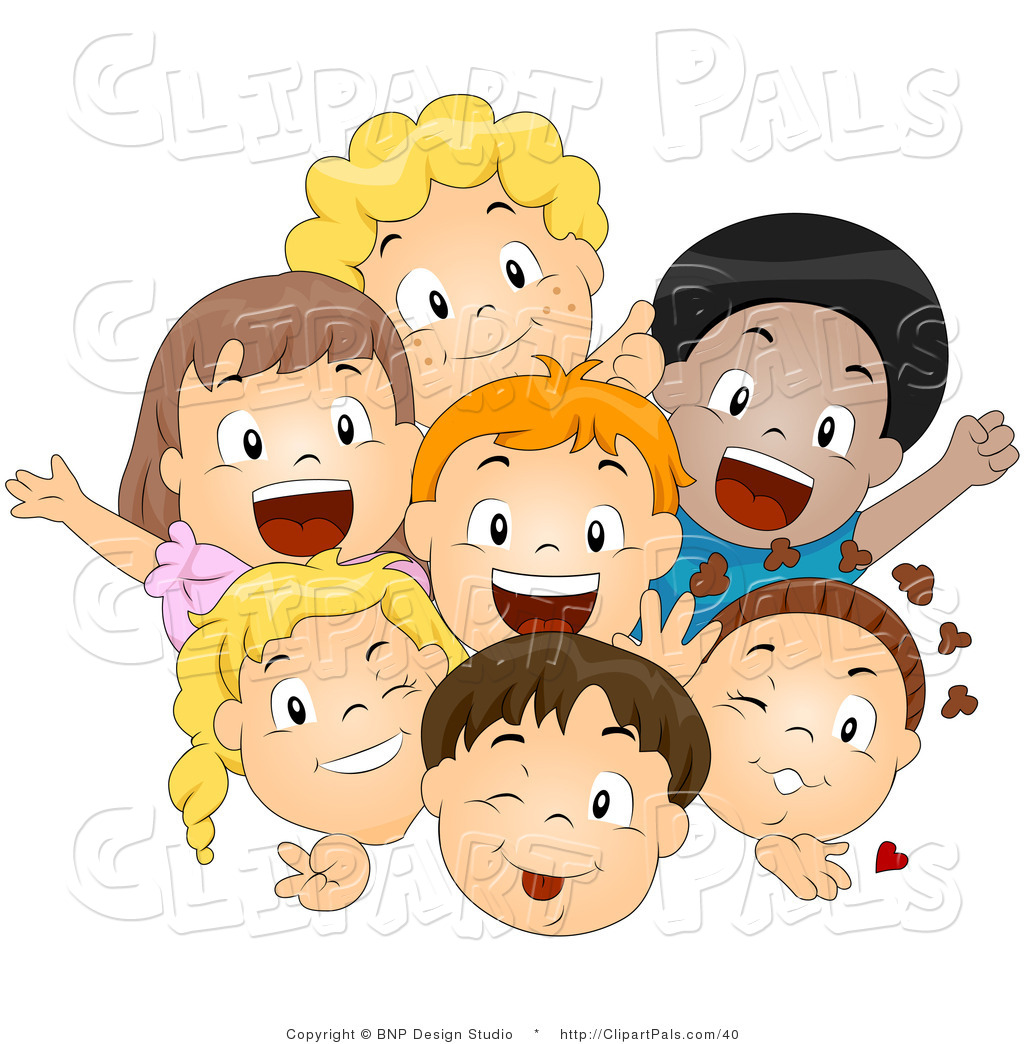 Pal Vector Clipart Of A Group Of Excited Diverse Children Smiling And