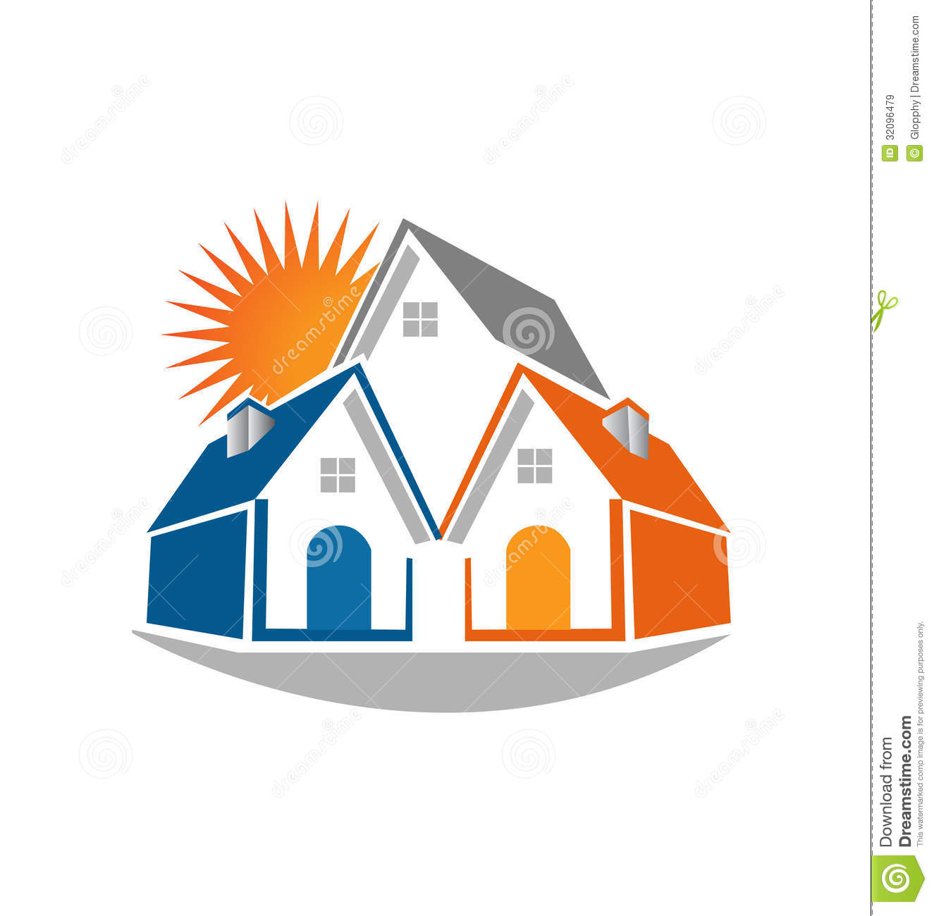 Real Estate Houses And Sun Logo Royalty Free Stock Images   Image