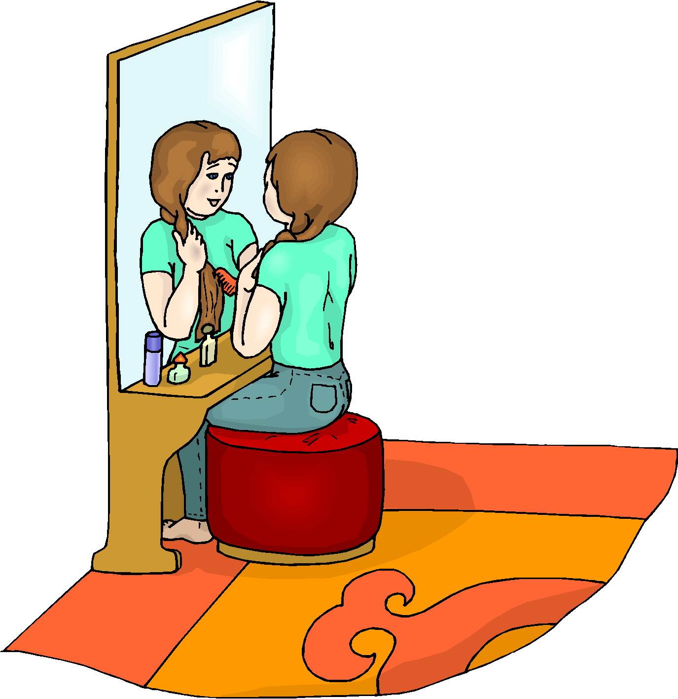 Girl Combing Hair Free Clipart   Free Microsoft Clipart
